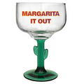 12 Oz. Juniper Green Cactus Stem Margarita Glass (Screen Printed)